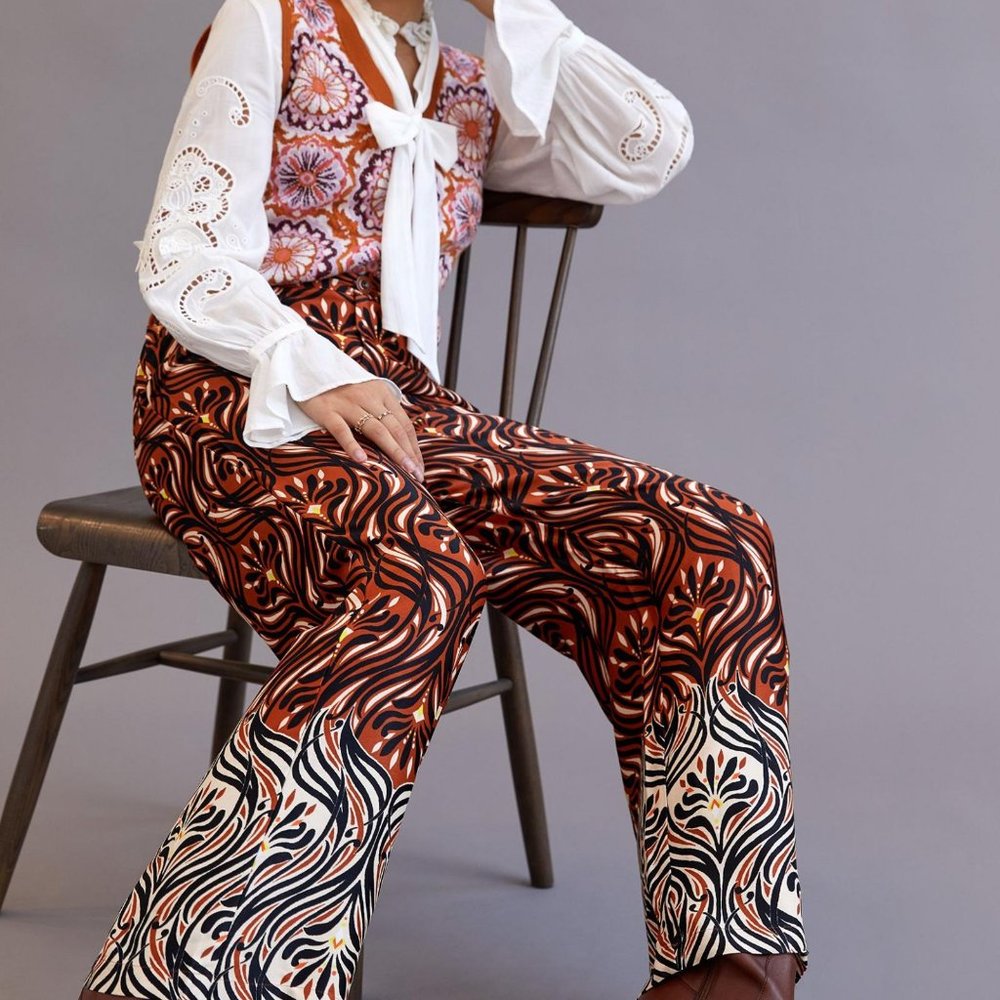 Anthropologie Breezy Printed Straight Pants